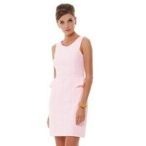 Lilly Pulitzer Abby Lace Peplum Sheath Dress Size XS Pop Pink Draper Lace